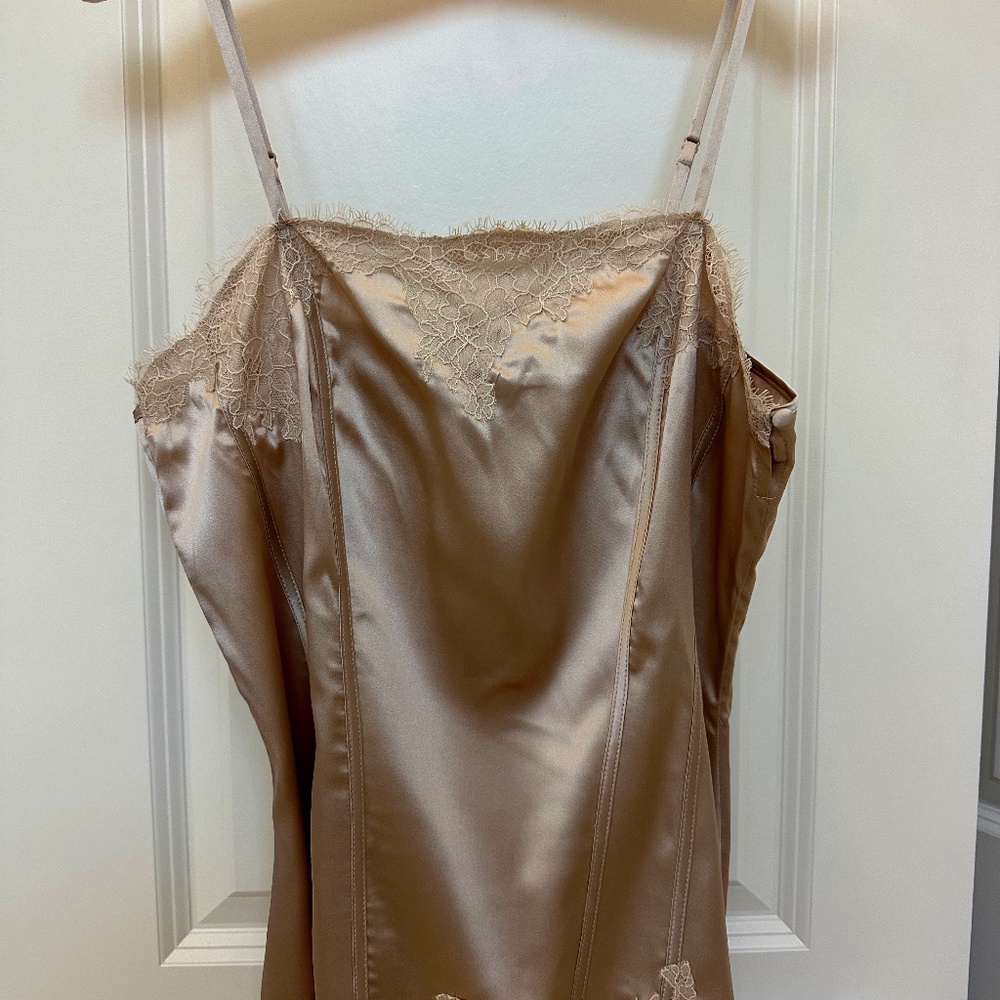 Womens Taupe Silk Lace Cami - Size Small